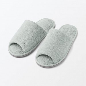MUJI Washable Cotton Pile Slippers Open-Toe - хлопковые махровые тапочки с открытым носом