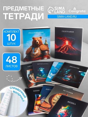 Набор предметных тетрадей 48 листов, Calligrata «Школьный стиль», 10 предметов