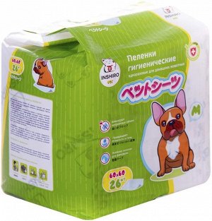 Пелёнки для животных одноразовые INSHIRO 60*60 см, M 26 шт/упак