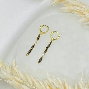 Серьги длинные Пирита и Жемчуга