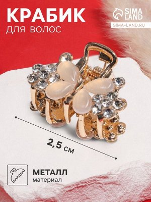 Крабик для волос «Николь», бабочка, 2.5 см, золото