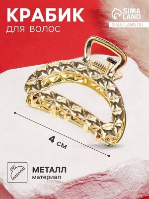 Крабик для волос «Карэн», дуга, 4 см, золото