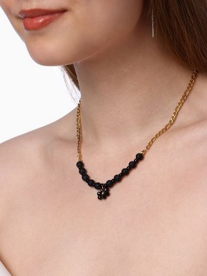 Колье «Цветок» амелия, чёрное в золоте, 45 см