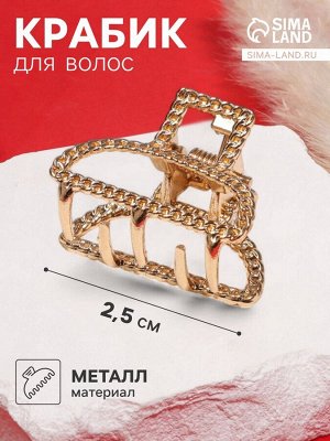 Крабик для волос «Эмма», дуга, 2.5 см, золото