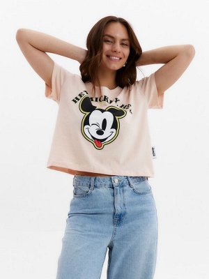 Футболка укороченная «Hey Мickey» Микки Маус, цвет розовый