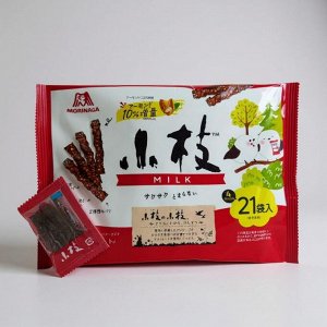 Соломка шоколадная со вкусом какао и миндаля 84шт (21пак х4шт), Morinaga, 111г, 1/14