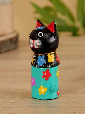 Сувенир "Кот в кастрюльке" дерево 4х4х10 см