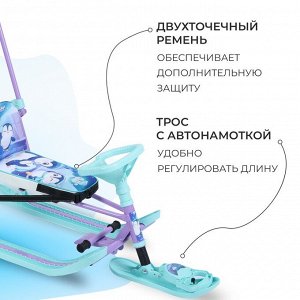 Снегокат Twiny 2+ «Пингвинята», TW2+/П, с родительской ручкой, со спинкой и ремнём безопасности
