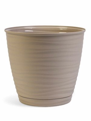 Горшок для цветов с поддоном Saffron, 9.1 л, d=26.7 см, h=24.5 см, пластиковый, бежевый