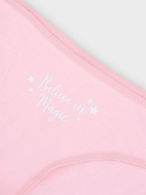 Трусы для девочек розовые с надписью "believe in magic"