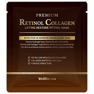 Премиальная гидрогелевая маска на основе ретинола и коллагена WellDerma Premium Retinol Collagen Lifting Restore Fitting Mask, 25г