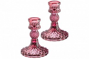 Набор бордовых подсвечников из стекла 7,7x7,7x10 см (2 шт)