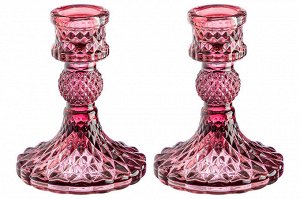 Набор бордовых подсвечников из стекла 7,7x7,7x10 см (2 шт)