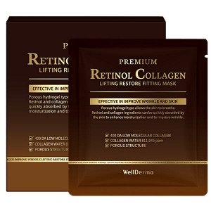 (Набор) Премиальная гидрогелевая маска на основе ретинола и коллагена WellDerma Premium Retinol Collagen Lifting Restore Fitting Mask, 25г *4шт