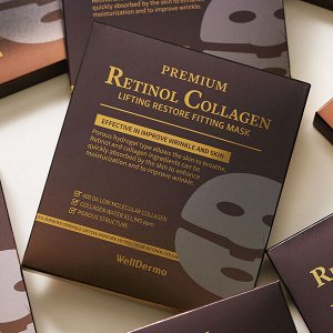 (Набор) Гидрогелевая маска с ретинолом и коллагеном WellDerma Premium Retinol Collagen Lifting Restore Fitting Mask, 25г Х 4шт