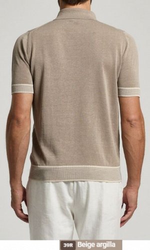 Джемпер Filato: 60% LINO 40% COTONE
Cotton and linen blend yarn polo shirt
Stockinette stitch
Polo collar
Short set-in sleeves
Stripes rib finishings on cuffs and bottom
Constrast stripes detail on cu