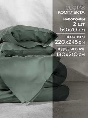 Постельное бельё Этель 2сп Tencel 180*210см, 220*245см, 50*70см-2шт, цвет оливковый