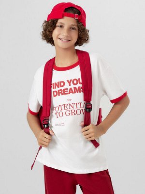 Футболка для мальчиков белая с надписью "Find your dreams"