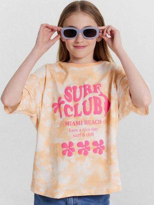 Футболка для девочек с принтом и надписью "surf club"