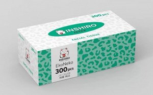 Салфетки в коробке  INSHIRO  MegaBox EkoNeko 2-х. сл.белые (300 шт.) РАЗМЕР ЛИСТА 19*19 СМ