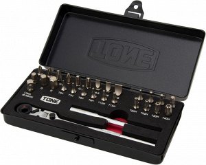 Набор бит с поворотной трещоткой TONE Bit Ratchet Set BRFS27 6.35mm (1/4") Drive 29 pcs