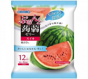 Желе с конняку со вкусом арбуза Orihiro Purunto Konjac Jelly Watermelon