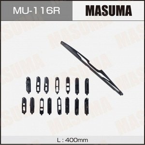 Щётка стеклоочистителя Masuma 400мм (16") каркасная, летняя, для заднего стекла, 15 переходников, 1 шт, арт. MU-116R