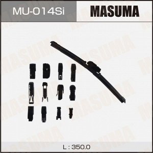 Щетка стеклоочистителя Masuma Silicone 350мм (14") бескаркасная, всесезонная, силиконовая, 13 переходников, 1 шт, арт. MU-014Si