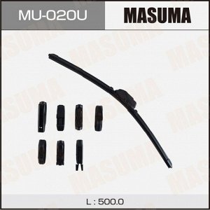 Щетка стеклоочистителя Masuma 500мм (20") бескаркасная, всесезонная, 8 переходников, 1 шт, арт. MU-020U