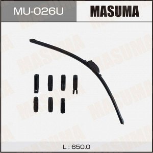 Щетка стеклоочистителя Masuma 650мм (26") бескаркасная, всесезонная, 8 переходников, 1 шт, арт. MU-026U