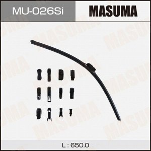 Щетка стеклоочистителя Masuma Silicone 650мм (26") бескаркасная, всесезонная, силиконовая, 13 переходников, 1 шт, арт. MU-026Si