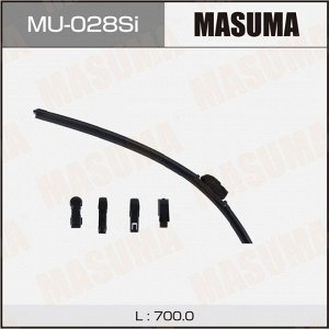 Щетка стеклоочистителя Masuma Silicone 700мм (28") бескаркасная, всесезонная, силиконовая, 13 переходников, 1 шт, арт. MU-028Si
