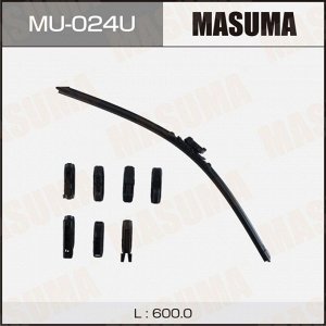 Щетка стеклоочистителя Masuma 600мм (24") бескаркасная, всесезонная, 8 переходников, 1 шт, арт. MU-024U