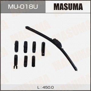 Щетка стеклоочистителя Masuma 450мм (18") бескаркасная, всесезонная, 8 переходников, 1 шт, арт. MU-018U