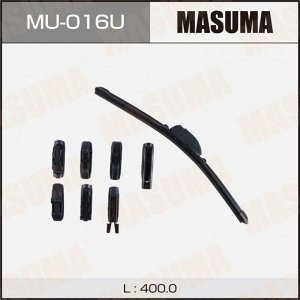 Щетка стеклоочистителя Masuma 400мм (16") бескаркасная, всесезонная, 8 переходников, 1 шт, арт. MU-016U