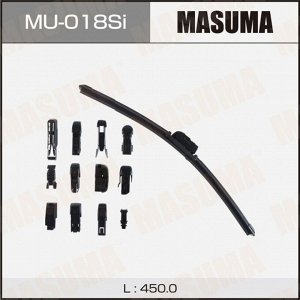Щетка стеклоочистителя Masuma Silicone 450мм (18") бескаркасная, всесезонная, силиконовая, 13 переходников, 1 шт, арт. MU-018Si