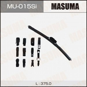 Щетка стеклоочистителя Masuma Silicone 375мм (15") бескаркасная, всесезонная, силиконовая, 13 переходников, 1 шт, арт. MU-015Si