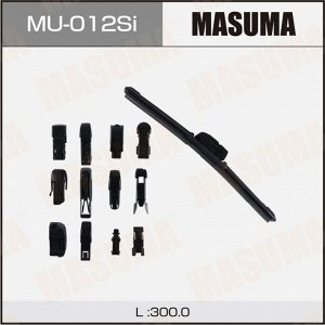Щетка стеклоочистителя Masuma Silicone 300мм (12") бескаркасная, всесезонная, силиконовая, 13 переходников, 1 шт, арт. MU-012Si