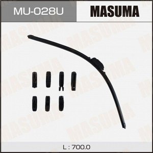 Щетка стеклоочистителя Masuma 700мм (28") бескаркасная, всесезонная, 8 переходников, 1 шт, арт. MU-028U