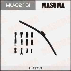Щетка стеклоочистителя Masuma Silicone 525мм (21") бескаркасная, всесезонная, силиконовая, 13 переходников, 1 шт, арт. MU-021Si