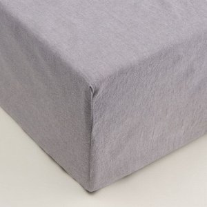 Простыня на резинке SL Home "Деним" 180*200+30 см, цв.серый, 100% жатый хлопок