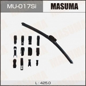 Щетка стеклоочистителя Masuma Silicone 425мм (17") бескаркасная, всесезонная, силиконовая, 13 переходников, 1 шт, арт. MU-017Si