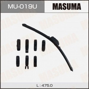 Щетка стеклоочистителя Masuma 475мм (19") бескаркасная, всесезонная, 8 переходников, 1 шт, арт. MU-019U