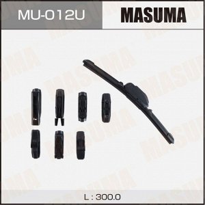 Щетка стеклоочистителя Masuma 300мм (12") бескаркасная, всесезонная, 8 переходников, 1 шт, арт. MU-012U