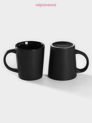 Кружки Доляна Coffee break, набор 2 шт.: 265 мл, керамика, чёрные