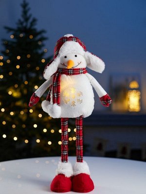 Фигура текстиль «Снеговик» 40-60 см, телескопические ножки, 1 LED, от батареек LR1130x3, свечение тёплое белое