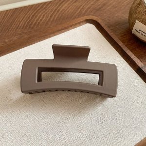 Заколка-краб для волос матовый Коричневый ПРЯМОУГОЛЬНЫЙ 8 см.