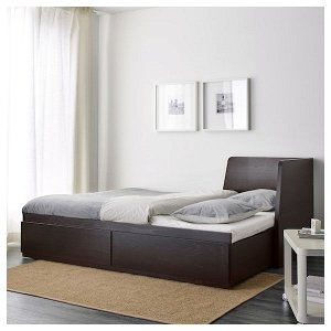 ФЛЕККЕ Каркас кровати-кушетки с 2 ящиками, черно-коричневый, 80x200 см