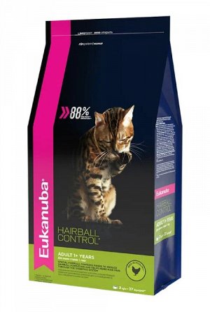 Eukanuba для кошек Hairball Control вывод шерсти Птица 400г