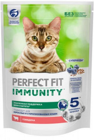 Perfect Fit для кошек иммунитет Говядина Лён Голубика 580г